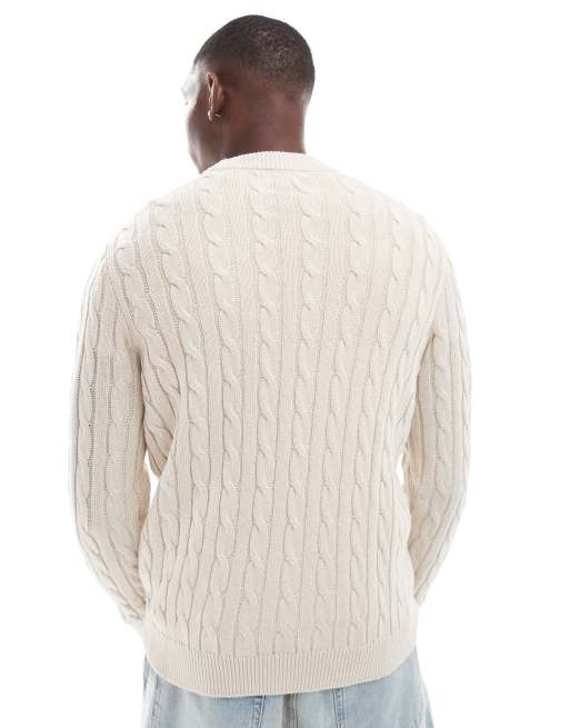 Jack & Jones - Grofgebreide kabeltrui in crème, 4 van 4