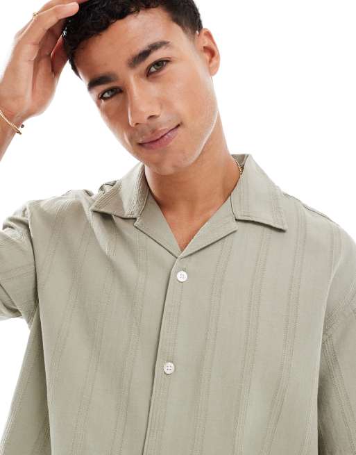 Jack & Jones – Grön, broderad skjorta i linnemix, 4 av 4