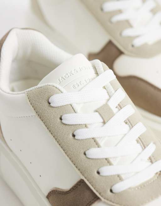 Jack & Jones grova sneakers i vitt och beige, 2 av 5