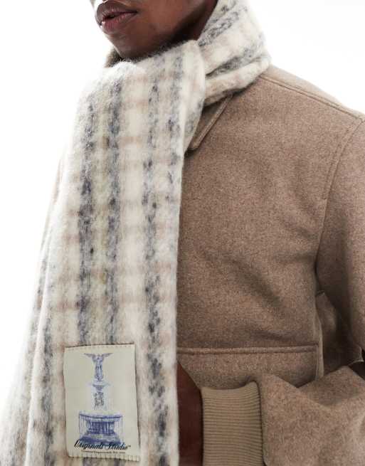 Jack & Jones – Gruby biały szalik w kratę, 2 z 3
