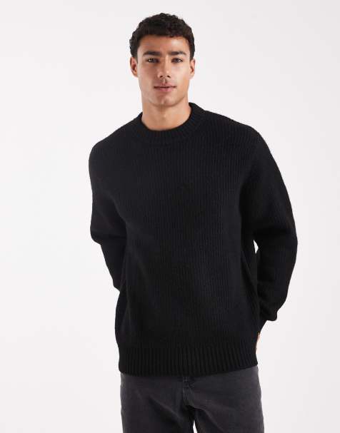 Jack & Jones – Gruby prążkowany sweter oversize w czarnym kolorze - view 1