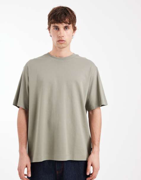 Jack & Jones – Gruby T-shirt oversize o gramaturze 200 g/m² w kolorze khaki - view 1