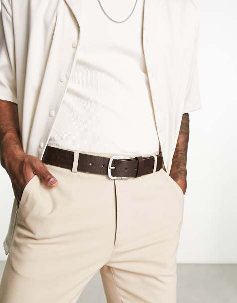 Jack & Jones – Gürtel aus braunem Kunstleder mit Prägung - view 1