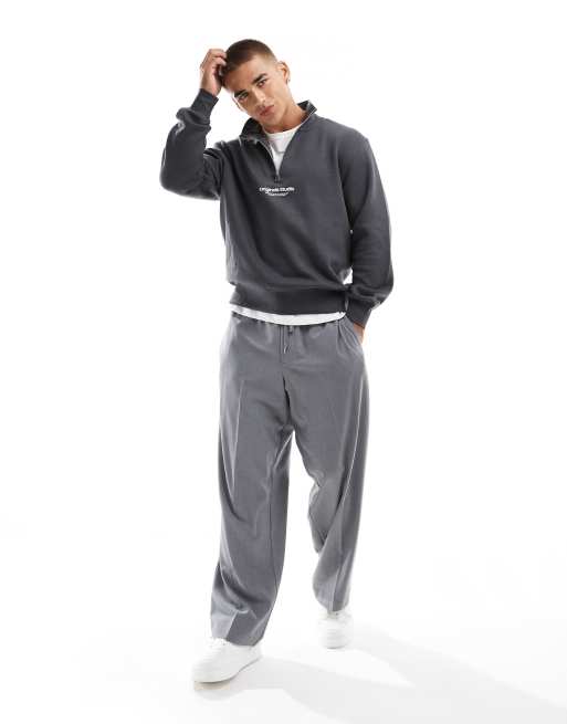 1/4 Zip Sweatshirt with heat transferred logo [NY693-ST253