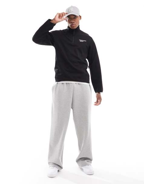 Jack & Jones half zip with chest print in black - view 1