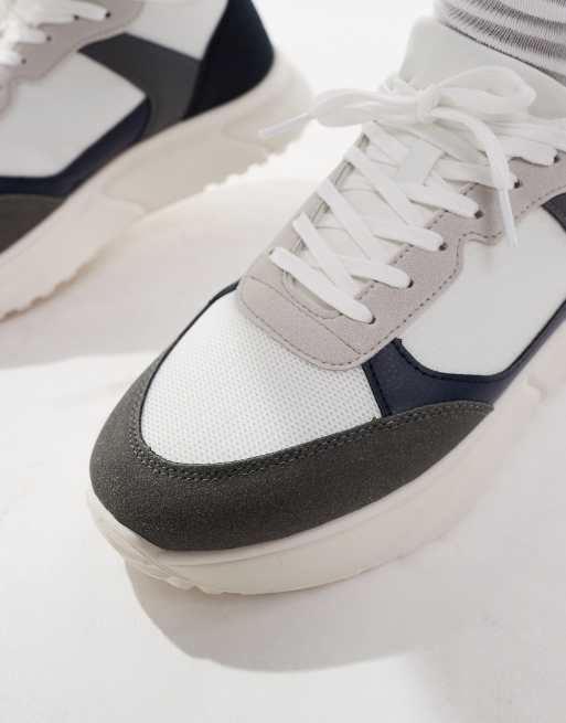 Jack & Jones - Hardloopschoenen in wit, grijs en marineblauw, 3 van 5