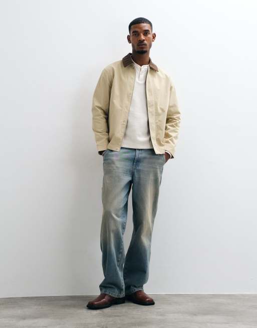 Jack & Jones harrington barn jacket with cord collar in beige, 2 of 5