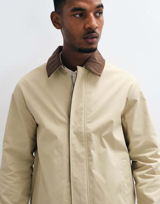 Jack & Jones harrington barn jacket with cord collar in beige, 3 of 5