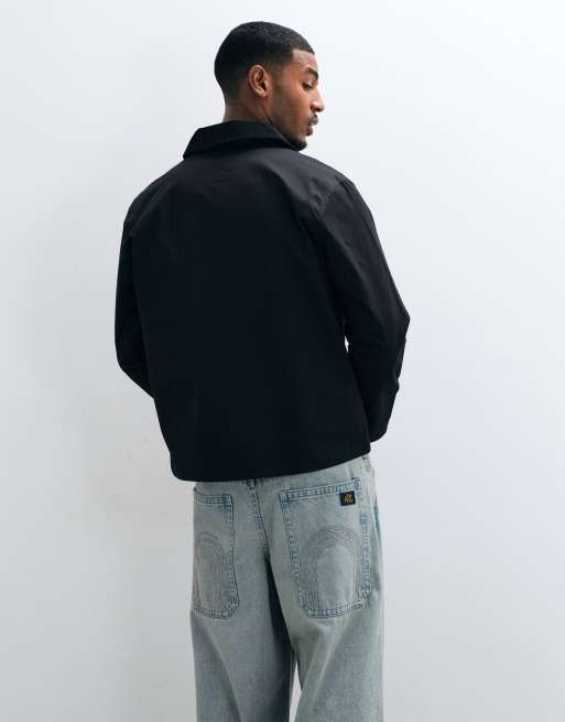 Jack & Jones harrington barn jacket with cord collar in black, 3 of 5