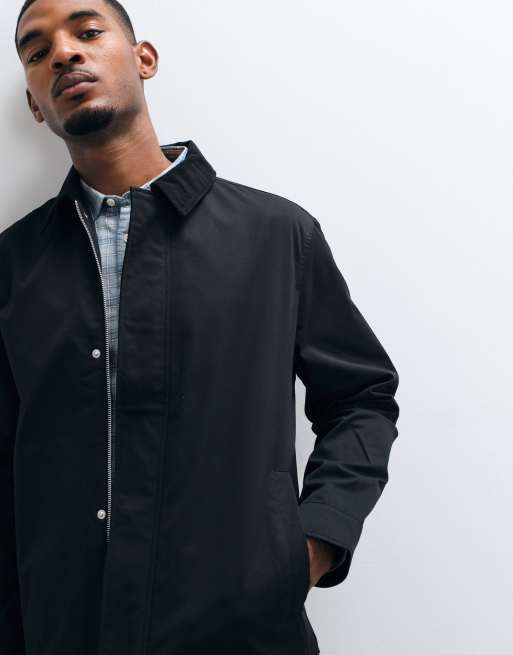 Jack & Jones harrington barn jacket with cord collar in black, 4 of 5