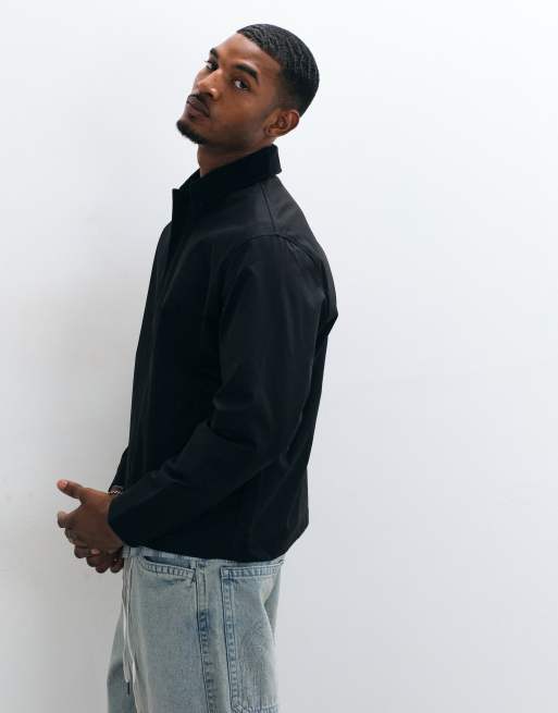 Jack & Jones harrington barn jacket with cord collar in black, 5 of 5