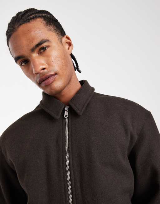 Jack & Jones harrington bomber jacket in dark brown | ASOS