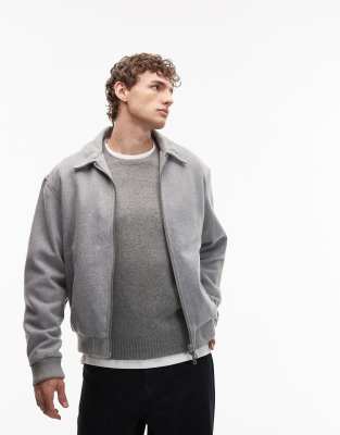 Harrington-Bomberjacke aus Wollmix in Grau Grau XL