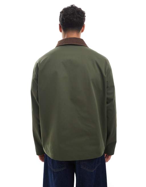 Jack & Jones - Harrington jack met kraag van corduroy in kaki, 5 van 5