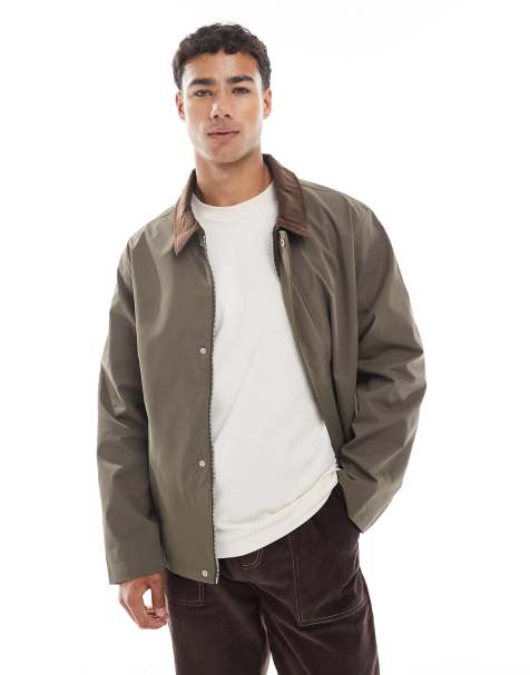 Jack & Jones – Harrington-Jacke in Hellbraun mit Cordkragen - view 1