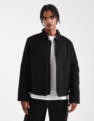 Harrington-Jacke in Schwarz mit Reißverschluss Schwarz XL