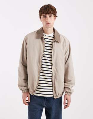 Jack & Jones harrington jacket in beige-Neutral