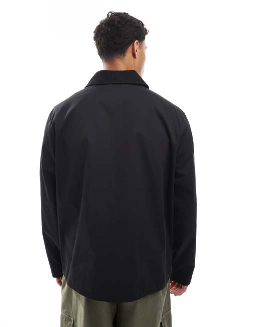 Jack & Jones harrington jacket with corduroy collar in black