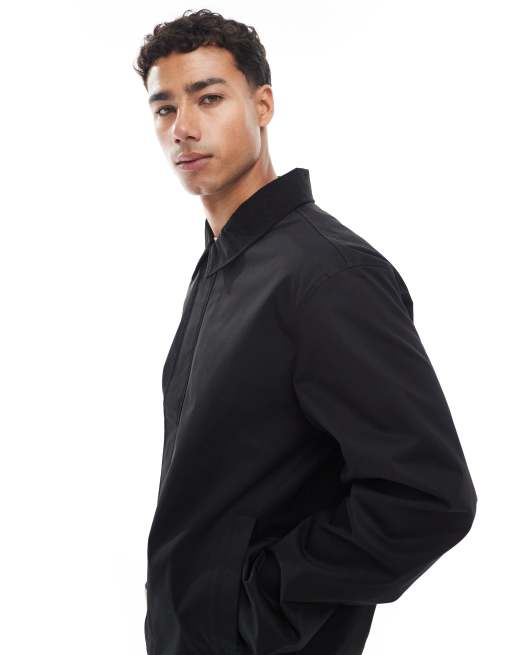 Jack & Jones harrington jacket with corduroy collar in black