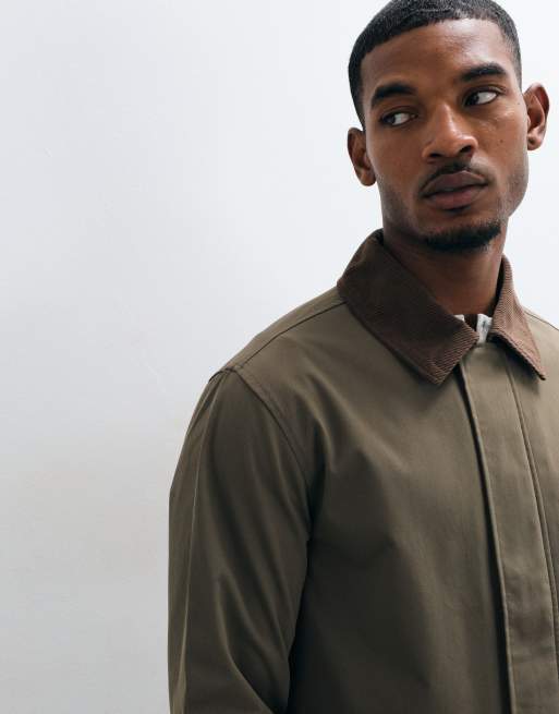 Jack & Jones harrington jacket with cord collar in brown, 5 of 5