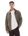 [Jack & Jones] Jack & Jones harrington jacket with cord collar in tan-Brown S Canteen