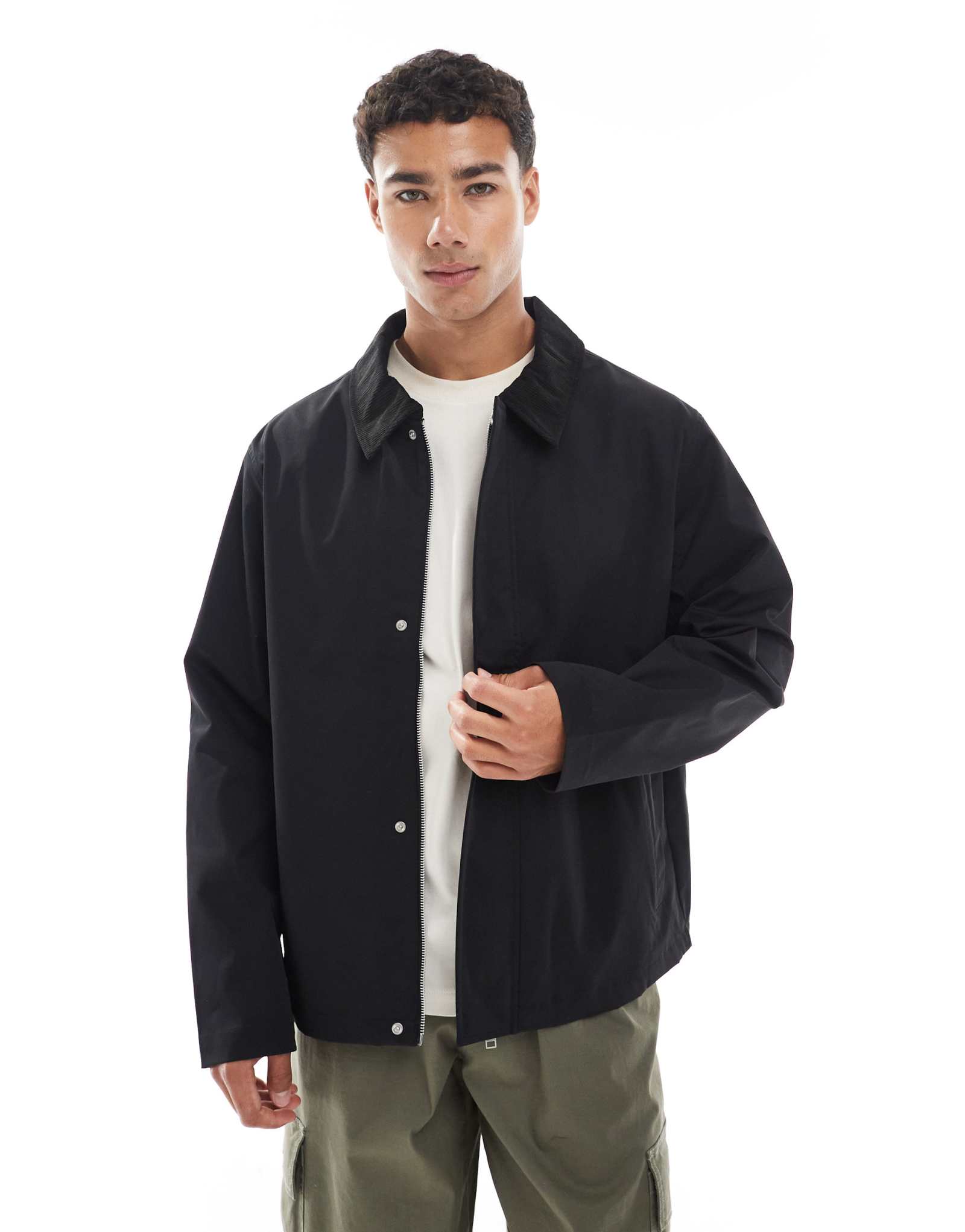Куртка Jack &Jones harrington с вельветовым воротником черного цвета