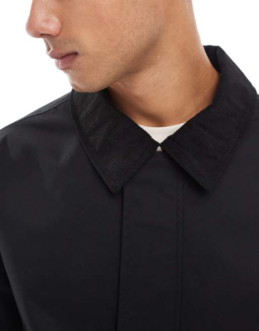 Jack & Jones harrington jacket with corduroy collar in black