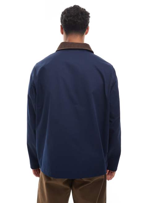 Jack & Jones harrington jacket with corduroy collar in navy