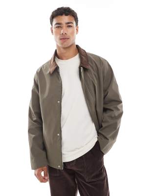 Jack & Jones Harrington Jacket With Corduroy Collar In Brown
