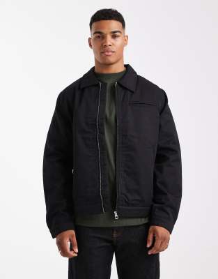 Jack & Jones Harrington Jacket With Double Zip In Black