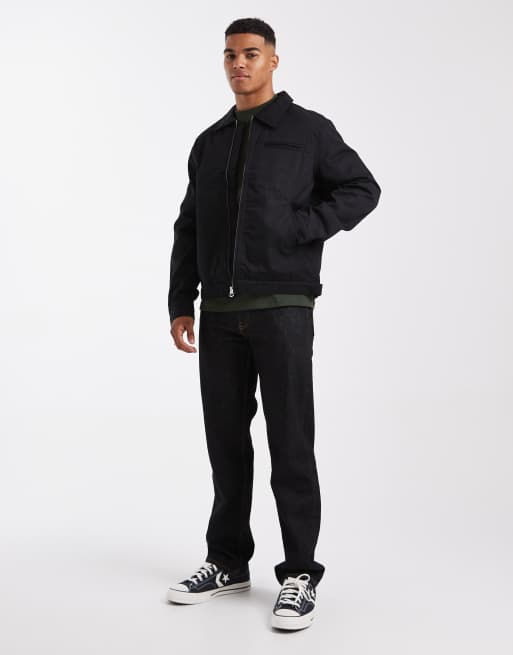 Jack & Jones harrington jacket with double zip in black