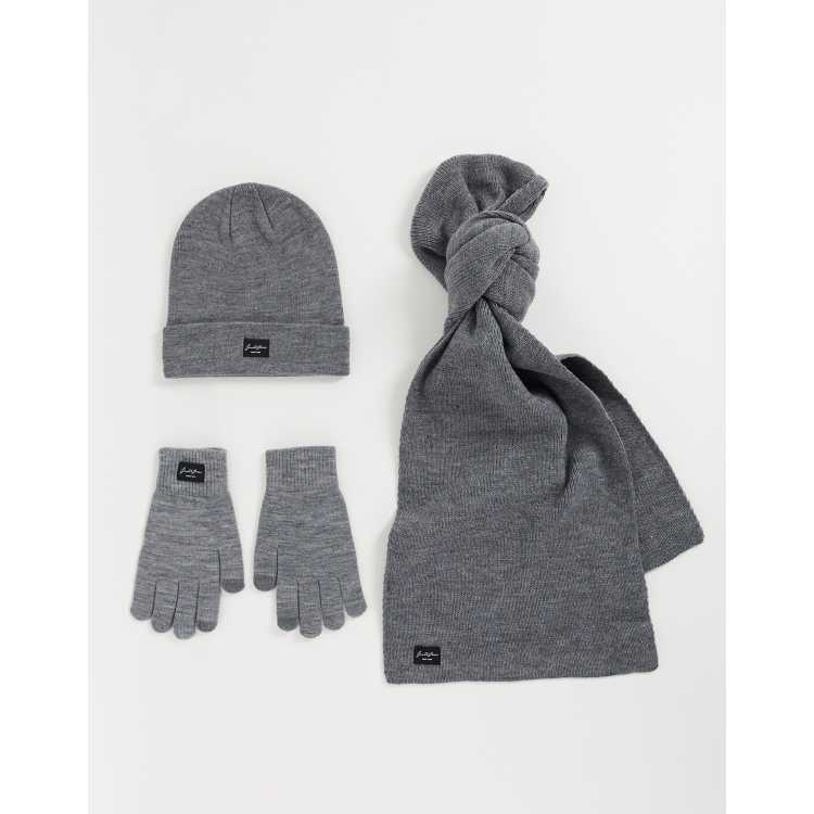 Gray Hat Scarf Set 