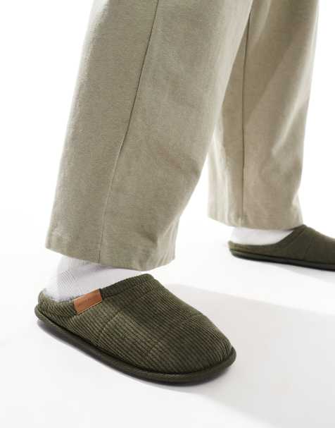 Jack & Jones – Hausschuhe aus Cord in Grün - view 1
