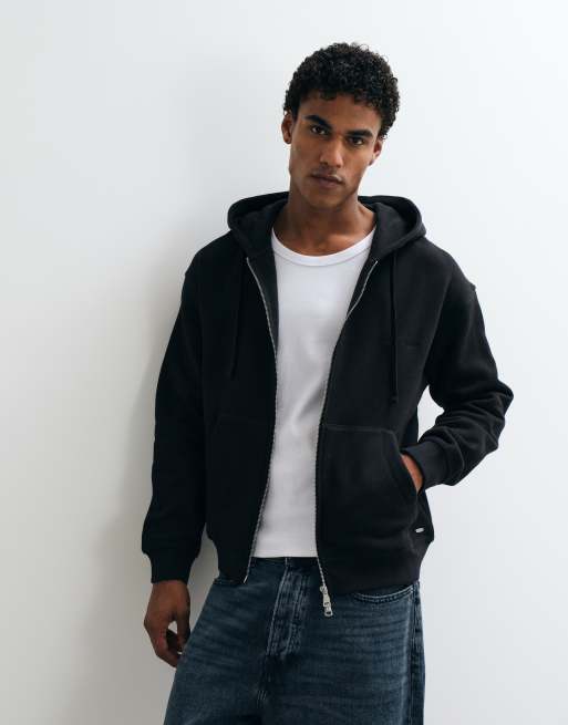 Jack & Jones heavyweight double zip hoodie in black, 2 of 5
