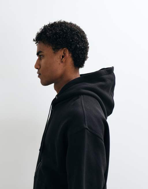 Jack & Jones heavyweight double zip hoodie in black, 4 of 5