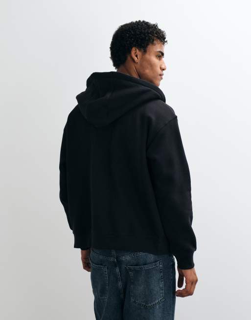Jack & Jones heavyweight double zip hoodie in black, 5 of 5