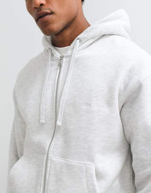 Jack & Jones heavyweight double zip hoodie in light gray, 4 of 5