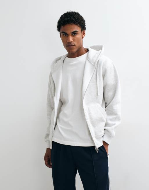 Jack & Jones heavyweight double zip hoodie in light gray, 5 of 5