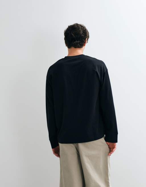 Jack & Jones heavyweight long sleeve top in black, 5 of 5