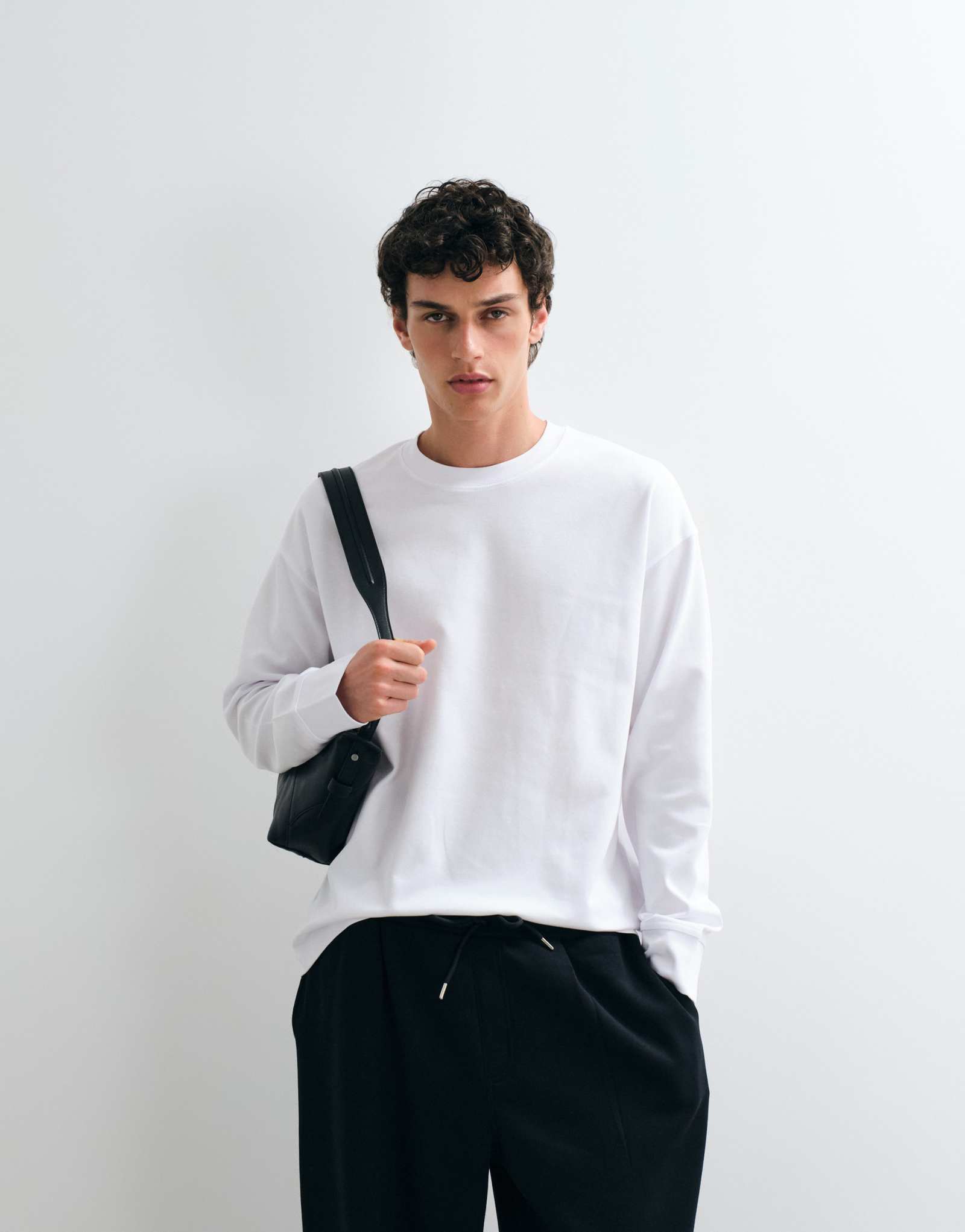 Мужской лонгслив Jack & Jones плотный, белый