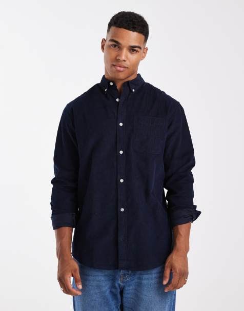 Jack & Jones – Hemd aus Cord in Marineblau mit Tasche - view 1