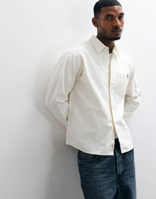 Jack & Jones Hemd mit Stickerei, langärmlig, in Weiß gestreift, 4 von 5