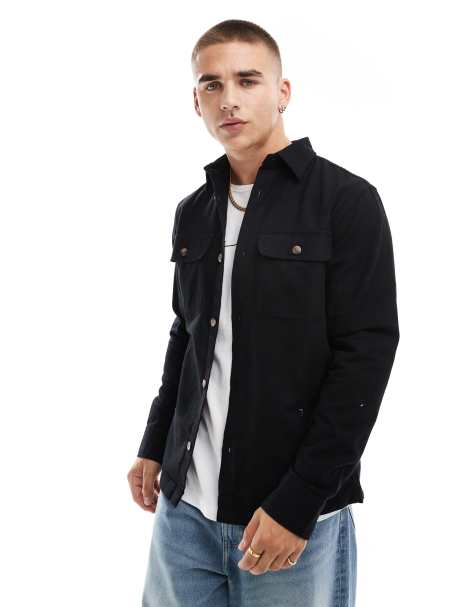 Jack & Jones – Hemdjacke aus Flanell in Schwarz - view 1