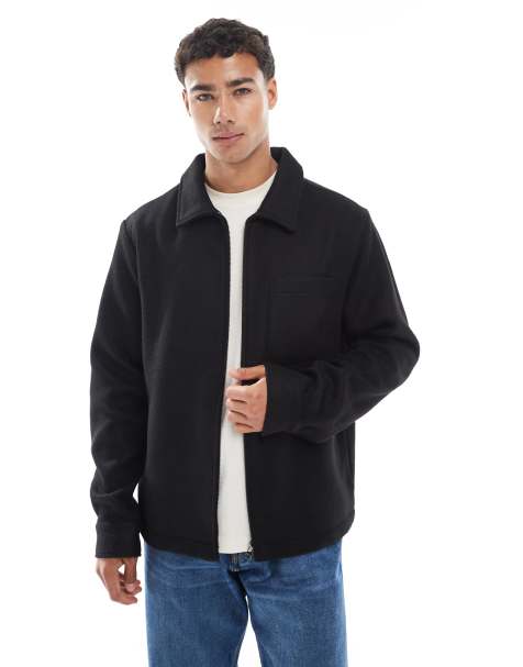 Jack & Jones – Hemdjacke aus Wollimitat in Schwarz - view 1