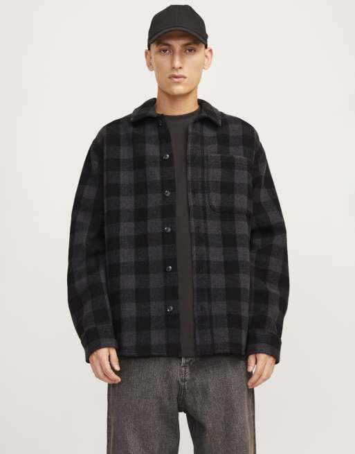 Jack & Jones – Hemdjacke in Asphaltgrau