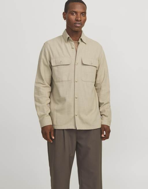 Jack & Jones – Hemdjacke in weißer Pfeffer