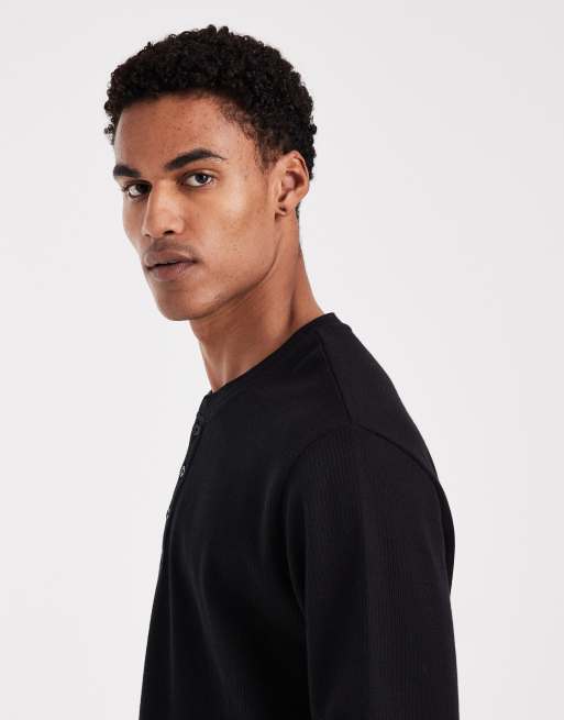 Jack & Jones - Henley top met lange mouwen in zwart, 4 van 5