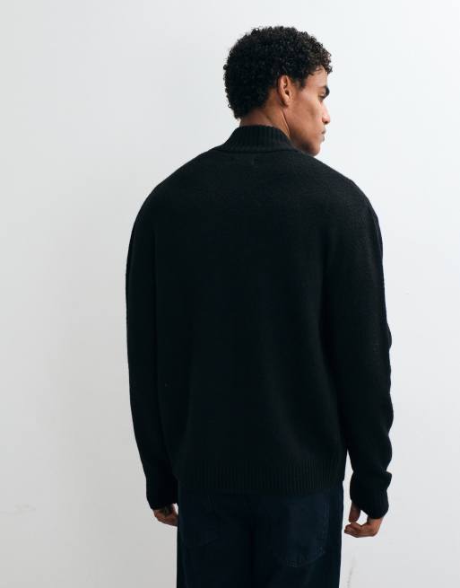 Jack & Jones high neck zip through cardigan in black, 4 of 5