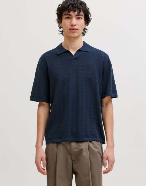 Jack & Jones - Himmelblå strikket polo - view 1