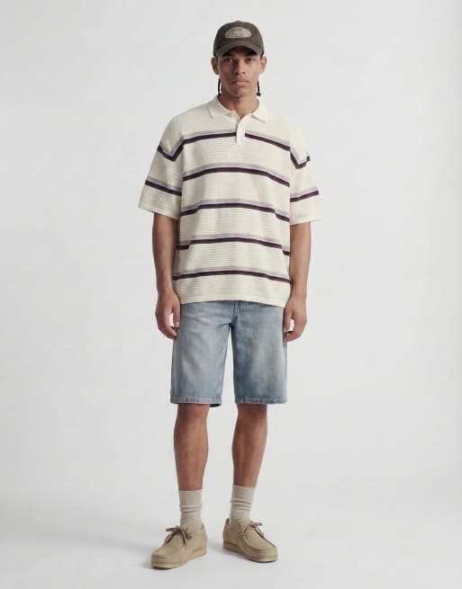 Jack & Jones - Hæklet cremehvid poloskjorte med striber, 3 af 4